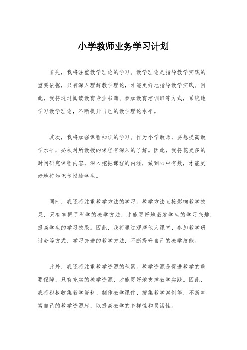 小学教师业务学习计划