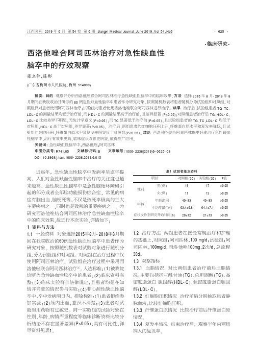 西洛他唑合阿司匹林治疗对急性缺血性脑卒中的疗效观察