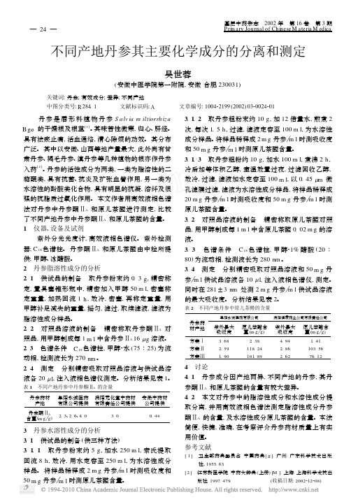 不同产地丹参其主要化学成分的分离和测定