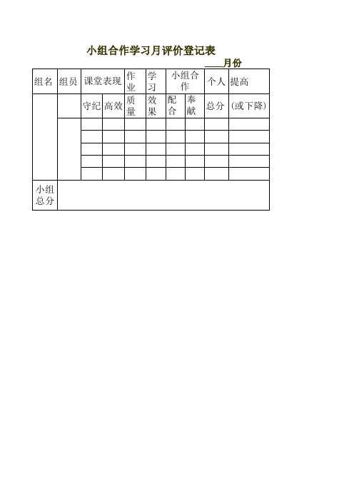小组月评价表