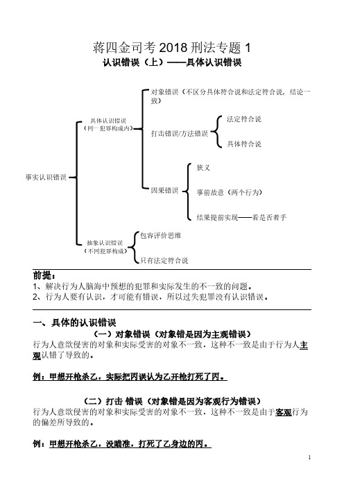 2018蒋四金刑法专题讲座1(认识错误讲义)