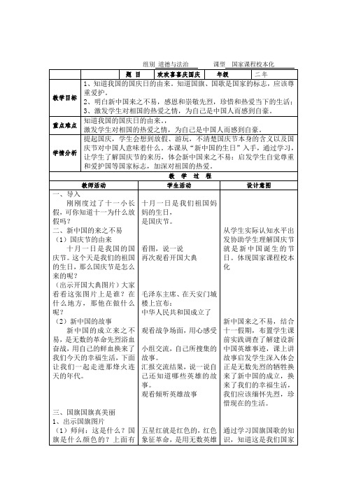 人教2011版小学道德与法治二年级上册《第一单元 我们的节日 3.欢欢喜喜庆国庆》教学设计_10
