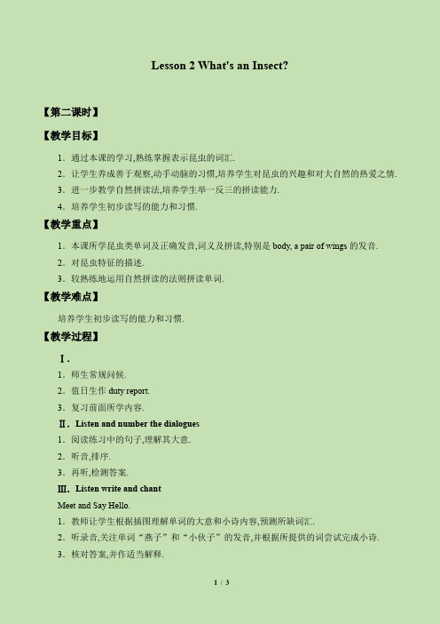 川教版三年级起点小学五年级英语上册教案Lesson 2  What's an Insect_教案2