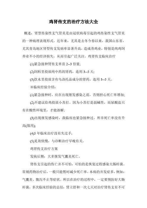 鸡肾传支的治疗方法大全.doc