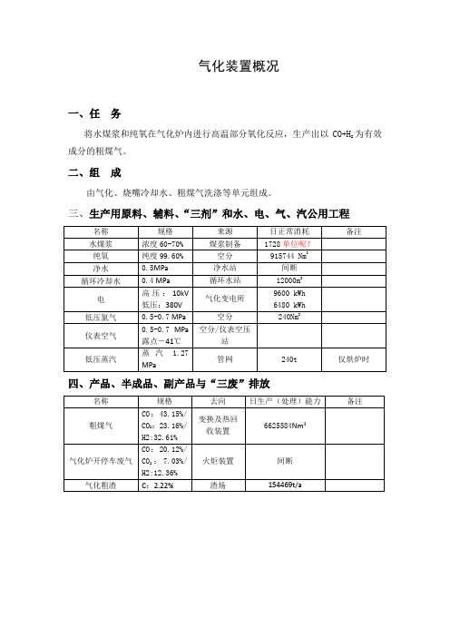 气化装置概况