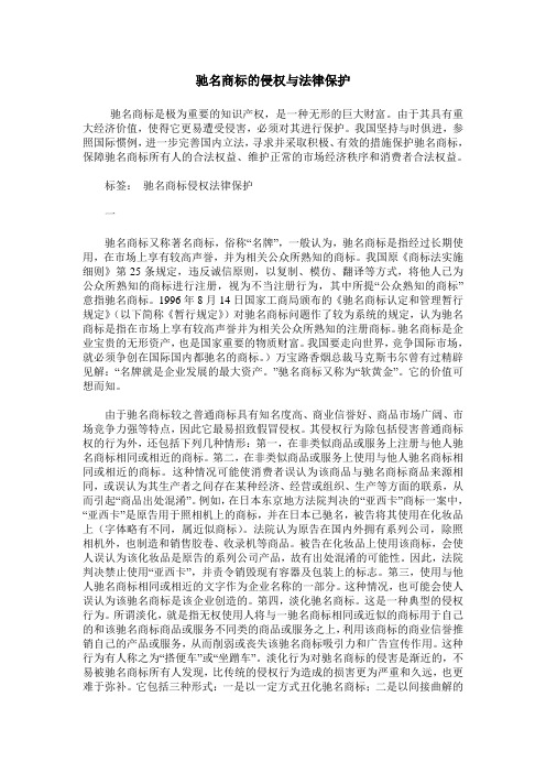驰名商标的侵权与法律保护
