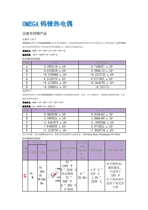 美国OMEGA钨铼热电偶