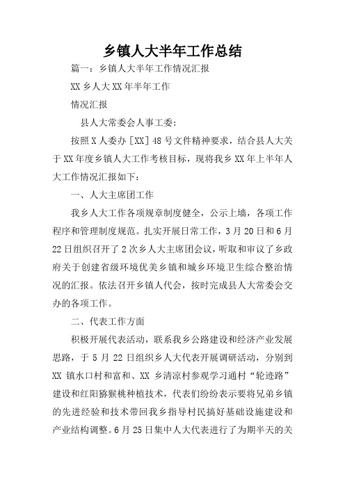 乡镇人大半年工作总结