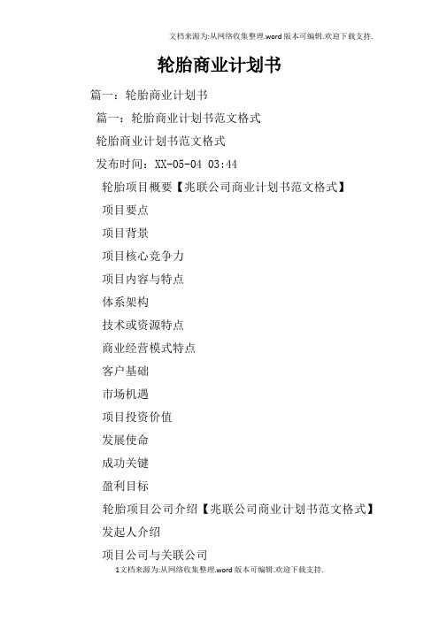 轮胎商业计划书