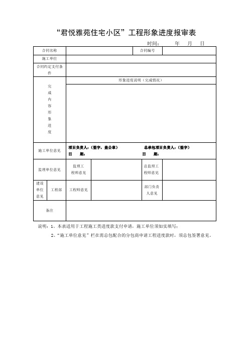 工程形象进度报审表