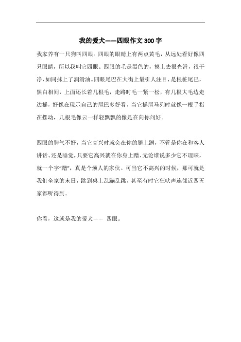我的爱犬——四眼作文300字