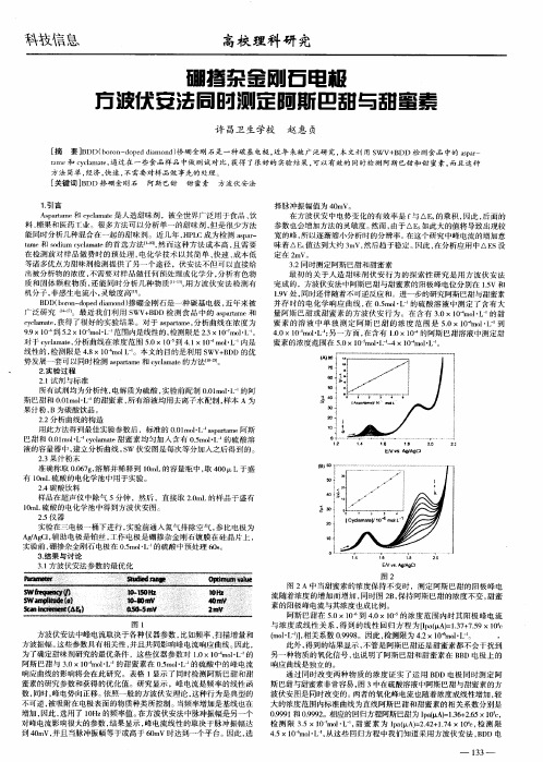 硼掺杂金刚石电极方波伏安法同时测定阿斯巴甜与甜蜜素