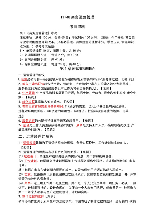 11748商务运营管理【重要考点】