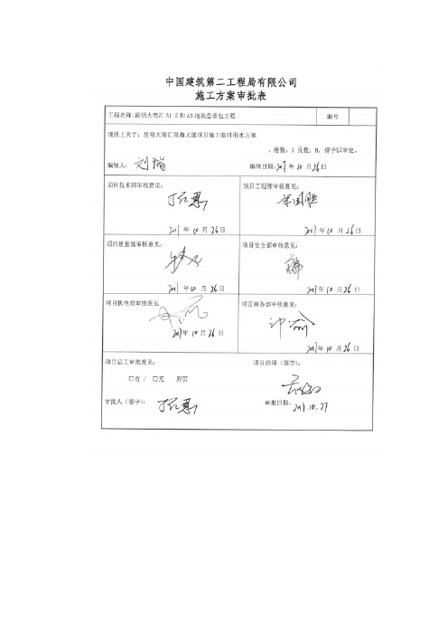 第1版++昆明大商汇商鼎大厦项目临时用水施工方案