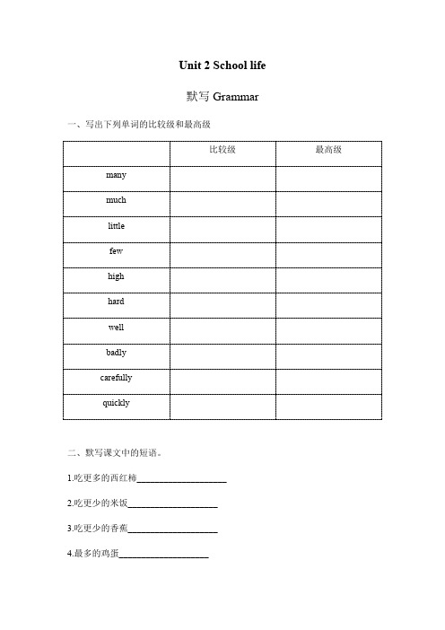 译林牛津版 8A Unit 2 Grammar 默写 (有答案)
