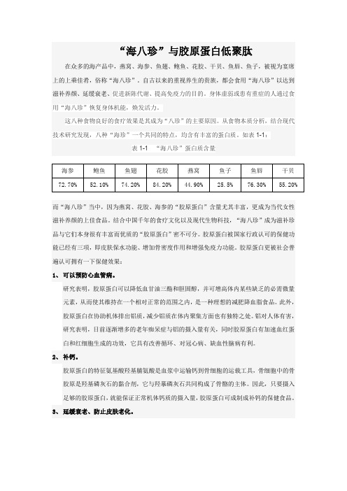 海八珍与mmV胶原蛋白低聚肽