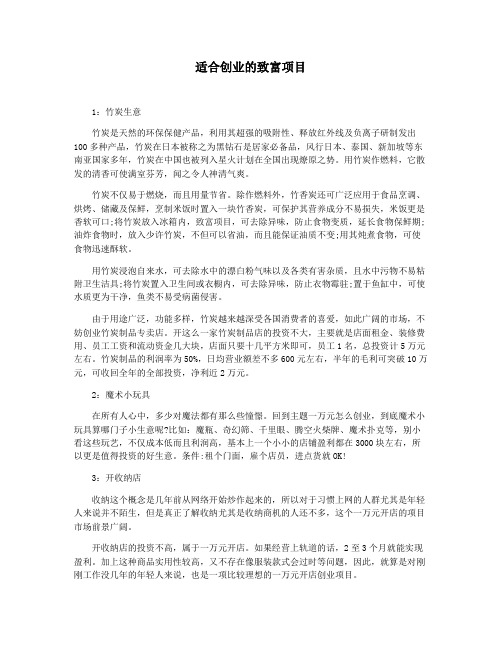 适合创业的致富项目