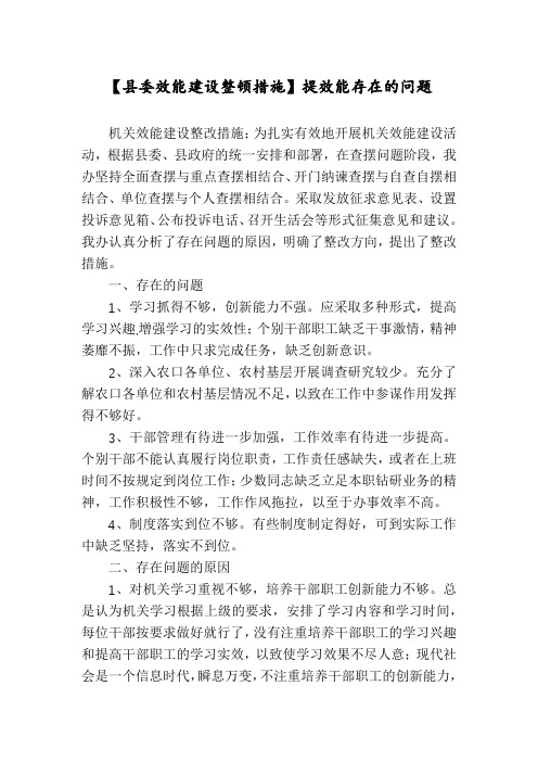 【县委效能建设整顿措施】提效能存在的问题