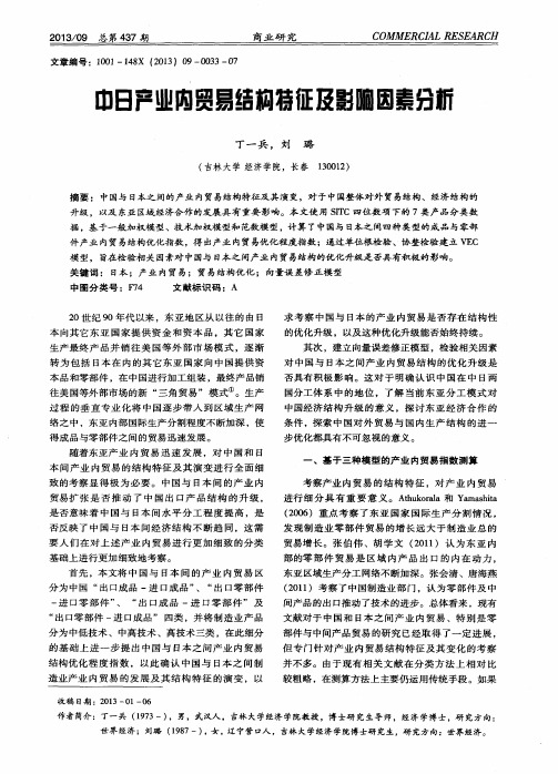 中日产业内贸易结构特征及影响因素分析
