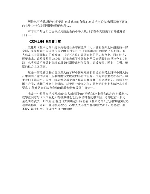 复兴之路观后感2000字