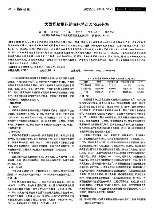 大面积脑梗死的临床特点及预后分析