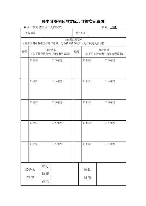 土建工程验收表格【范本模板】