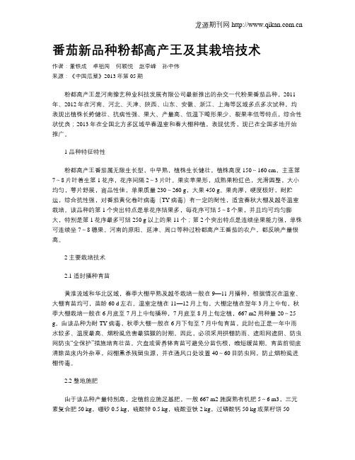 番茄新品种粉都高产王及其栽培技术