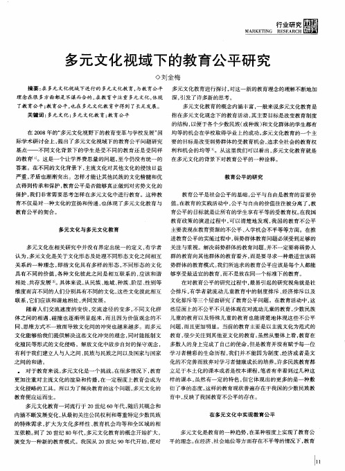 多元文化视域下的教育公平研究