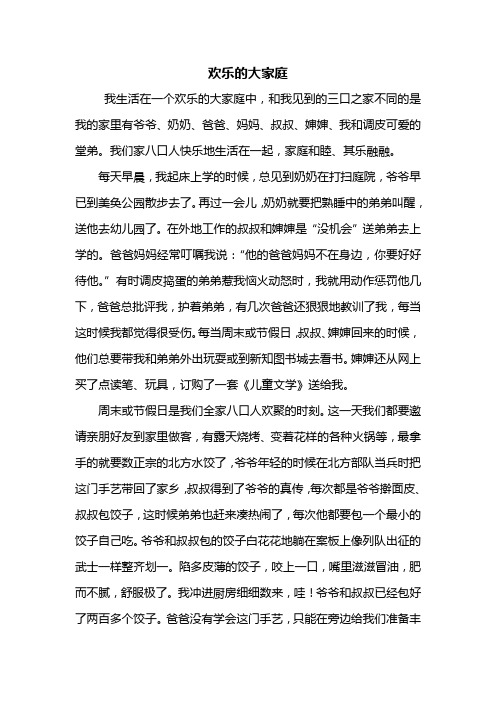 四年级作文：欢乐的大家庭作文700字
