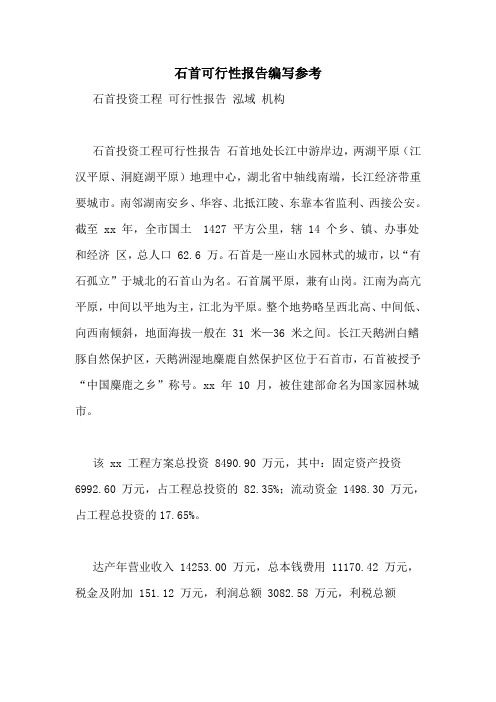 石首可行性报告编写参考