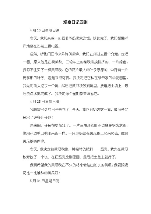 日记：观察日记800字