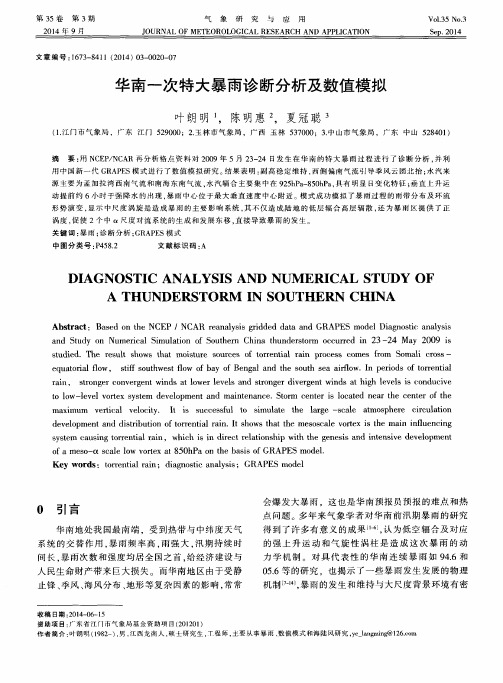 华南一次特大暴雨诊断分析及数值模拟