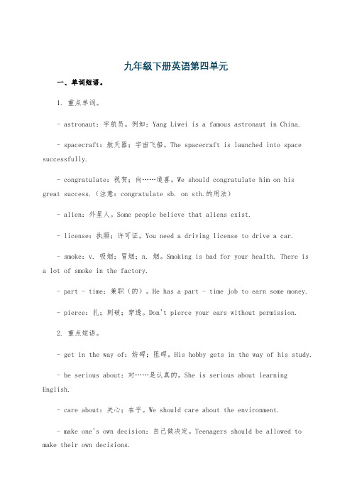 九年级下册英语第四单元
