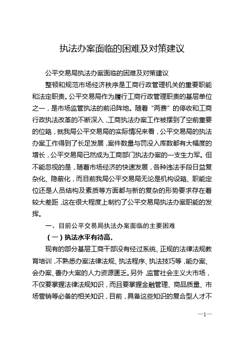 执法办案面临的困难及对策建议