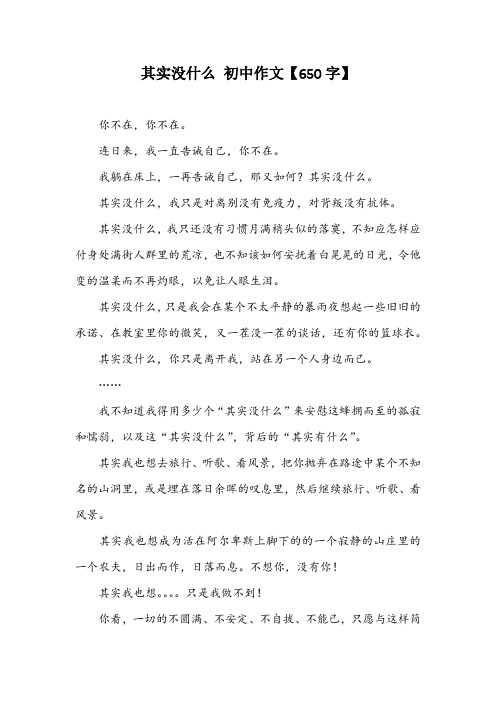 其实没什么 初中作文【650字】