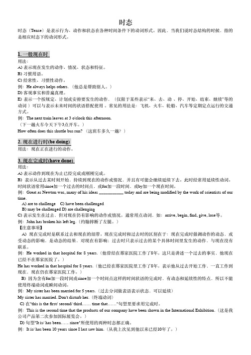 高中16种英语时态总结归纳PDF