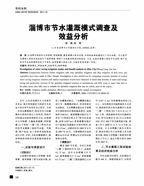 淄博市节水灌溉模式调查及效益分析