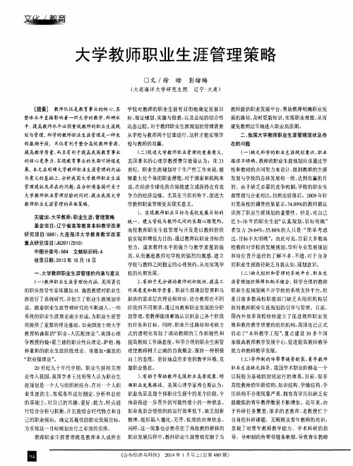 大学教师职业生涯管理策略