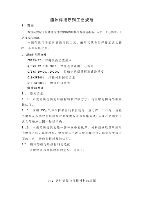 船体焊接原则工艺规范