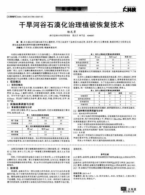 干旱河谷石漠化治理植被恢复技术
