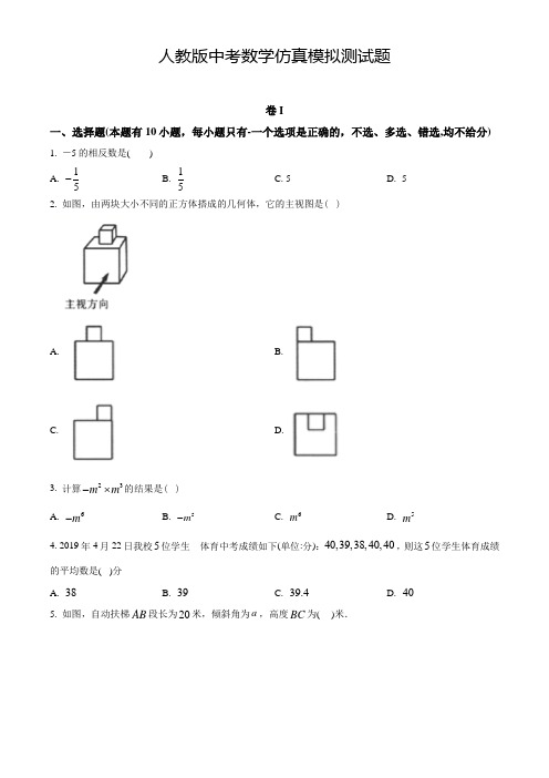 最新人教版中考仿真模拟考试《数学试题》含答案解析