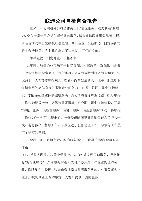 联通公司自检自查报告