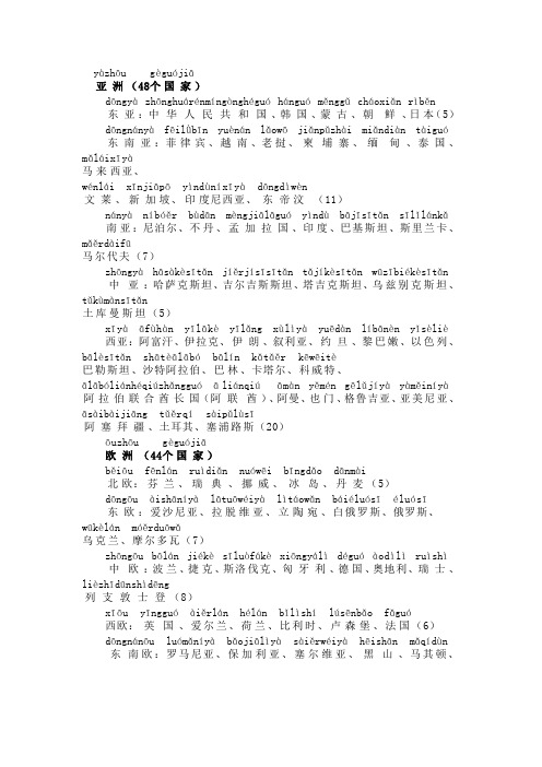 世界各国名称及拼音