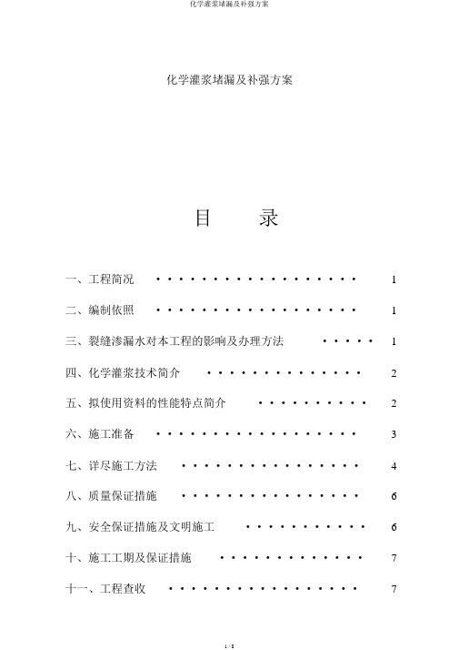化学灌浆堵漏及补强方案