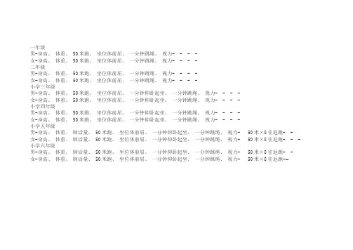 国家学生体质标准测试项目