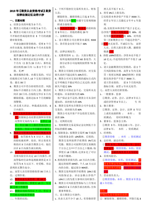 【期货从业资格考试必考重点】法律法规汇编重点难点整理小抄