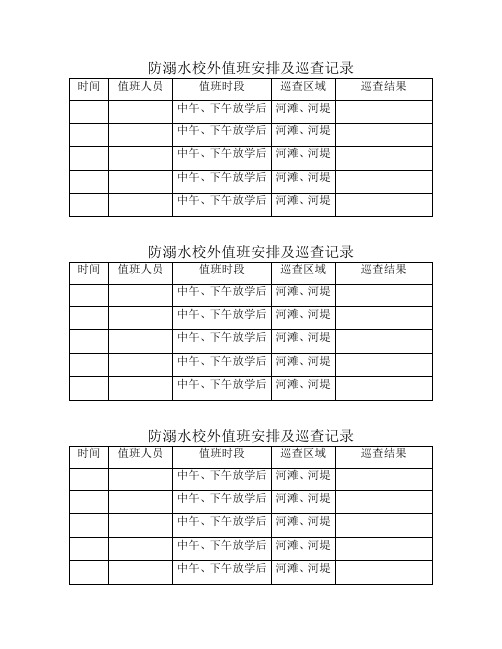 防溺水校外值班安排及巡查记录