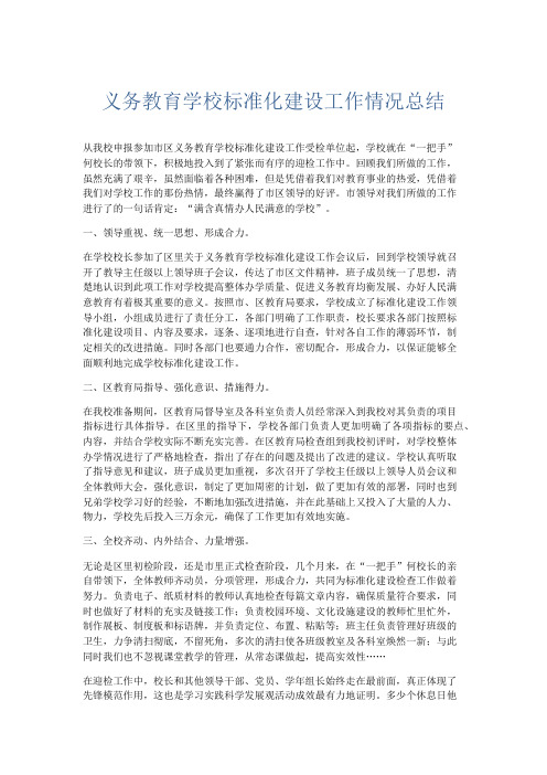 总结报告-义务教育学校标准化建设工作情况总结 精品