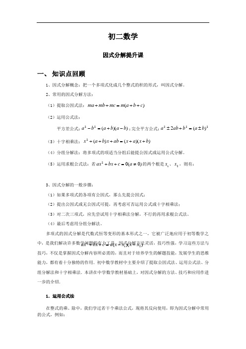 初中八年级下因式分解提升课