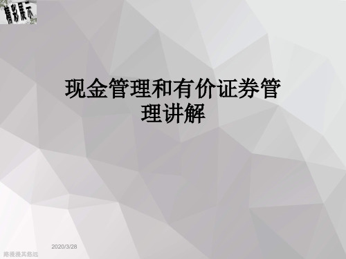 现金管理和有价证券管理讲解